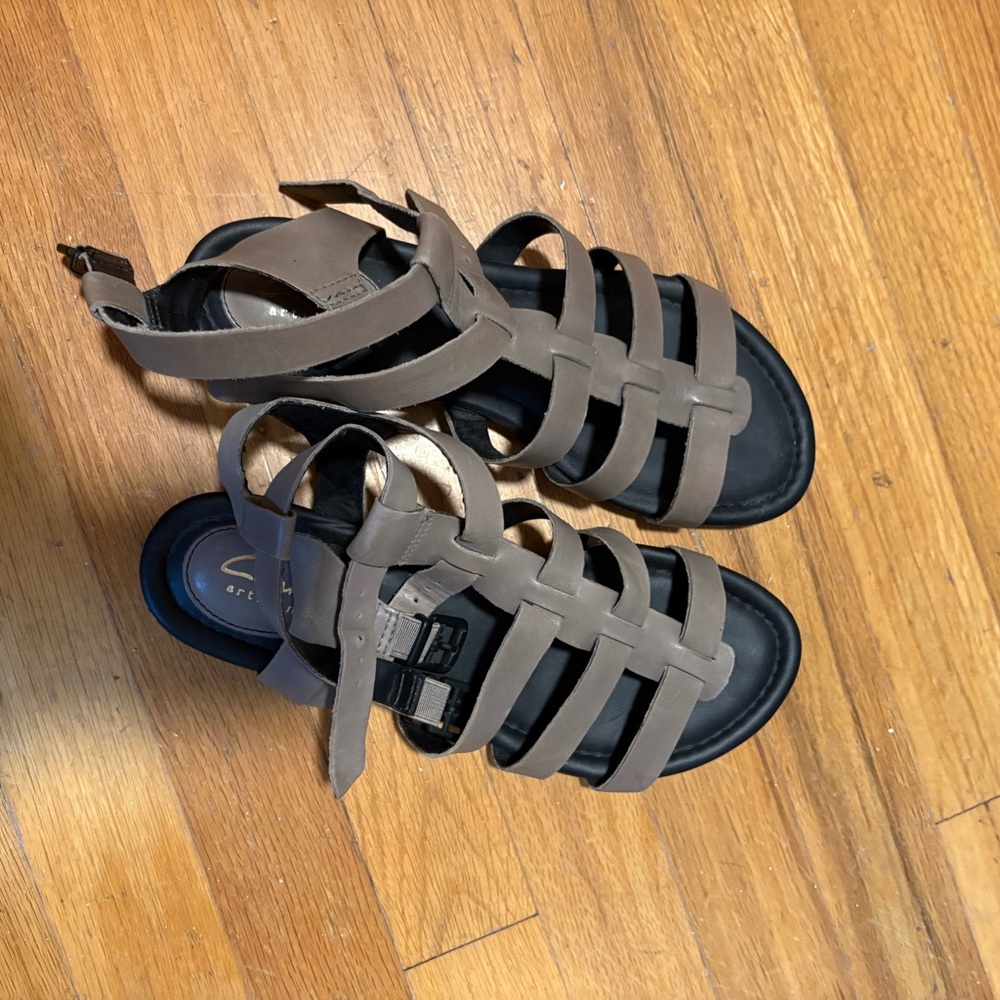 Clarks gray Gladiator Sandals